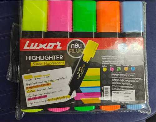 Multicolor Luxor Light Weight Super Fluorescent Highlighter Pack Of 5 Assorted Colors