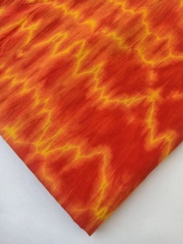 Lightweight Orange And Yellow Unstitched Pure Cotton Dyed Fabric For Dress Making