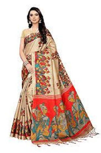 Skin Friendly Printed Pattern Soft And Comfortable Multi Color Silk Party Wear Saree