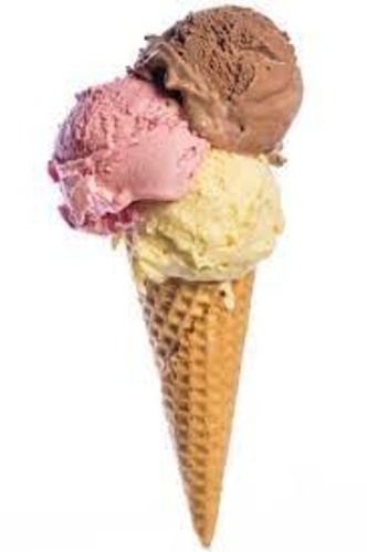  Ice Cream Cone With Vanilla Chocolate And Strawberry Flavor