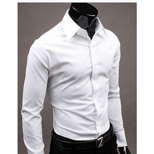 Water Proof Durable, Comfortable Fit, Cotton Formal White Plain Full Sleeves Shirt For Professional Look