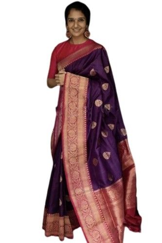 Beautiful Fancy Stylish Silky Wedding Wear Pure Silk Saree, Length 6.3 Mtr