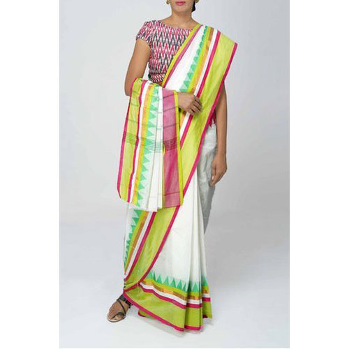 Colorful Printed Cotton Silk Saree - Lightweight Handwoven Fabric, Intricate Zari Work | Versatile for Daily Wear & Special Occasions