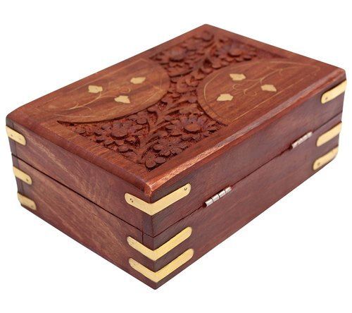 Rectangle Carving Sheesham Wood Jewellery Box