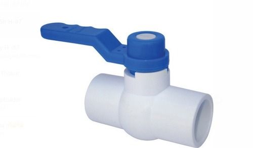 Plastic Round Shape White And Blue Pvc Ball Valve For Pipe Fittings Use, Size 25Mm