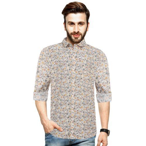 Skin Friendly Full Sleeves Breathable Printed Pattern Mens Cotton Casual Shirt