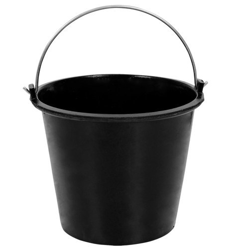 Solid Plastic Black Bucket With Handle For Households Daily Uses, 13 Ltr