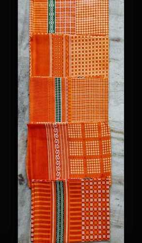 Orange 100% Cotton Stripe Printed Rectangle Shape Gamcha For Mens Usage 