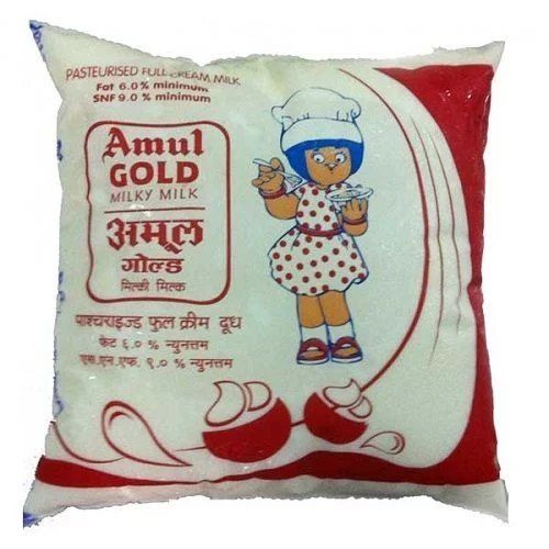Amul Gold Full Cream Milk 500 Ml, Pouch Rich And Creamy Lactose Gluten Free