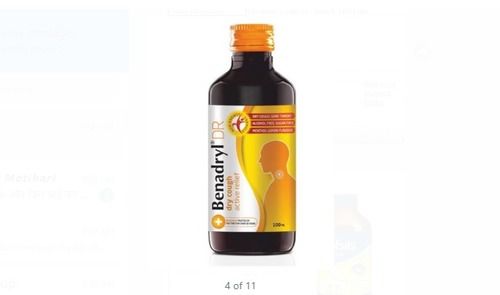 Benadryl Lemon Flavored Cough Syrup 100ml For Dry Cough