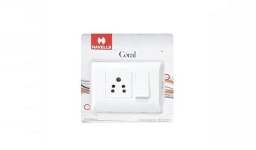 White Electric Switch Boards With 1 One Way Switch And One 5 Pin Sockets Rated Voltage 220 Volts