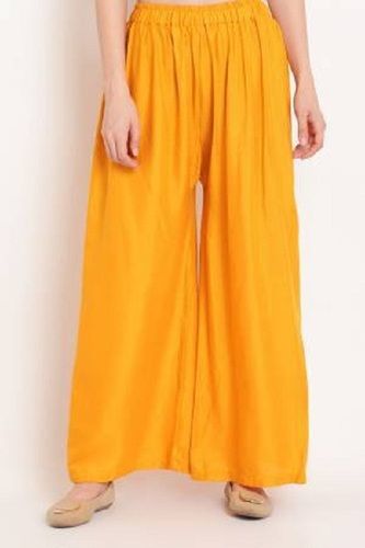 Good Quality And Comfortable Yellow Color Palazzo, Ladies For Summer Wear Decoration Material: Cloths