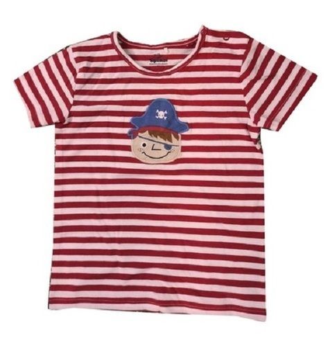 Red Soft And Comfortable Cotton Round Neck Half Sleeve Striped T Shirts For Kids