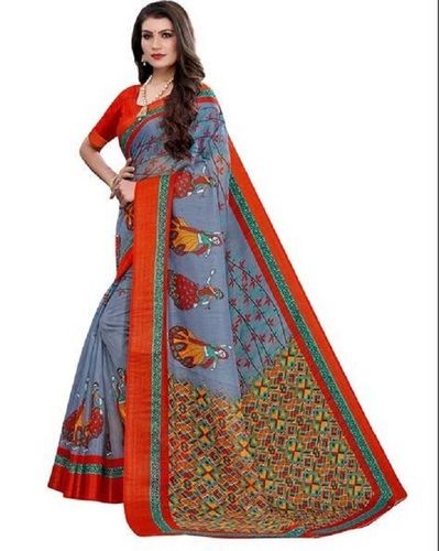 Lightweight Easy To Carry Hand Embroidered Printed Chiffon Saree For Ladies