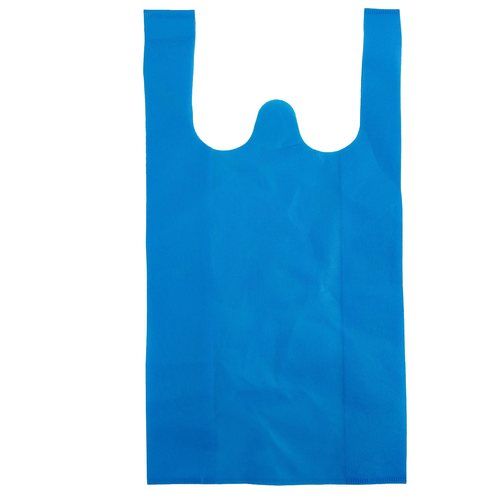 With Handle W Cut Plain Blue Non Woven Carry Bags