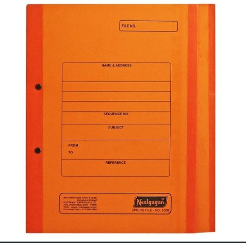 Paper Smooth Texture Light Weight Eco Friendly Easy To Carry Orange Printed Ofiicial File