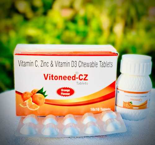Vitamin-C Zinc And Vitamin D3 Chewable Tablets With Orange Flavor 