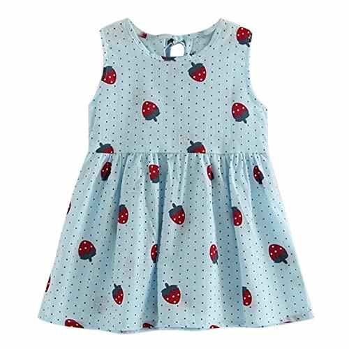 Washable 100 Percent Good Quality Cotton Blue Color Printed Dress For Girl Summer Wear