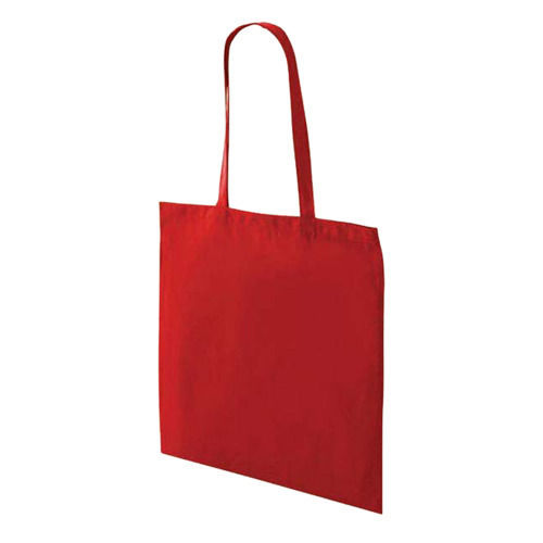 Environment Friendly Durable Maroon Plain With Long Handle Square Shape Cotton Bag 