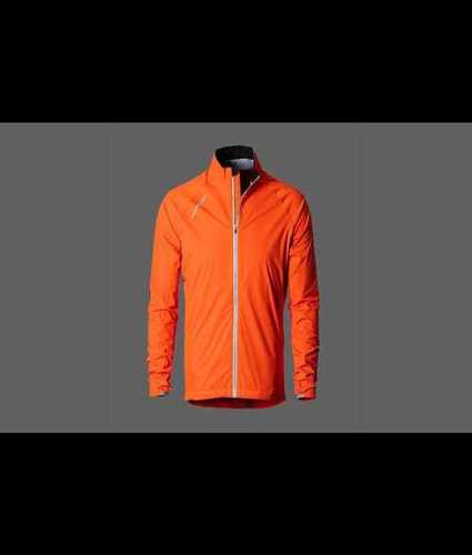 Full Sleeve Men Jacket In Orange Color And Plain Pattern, Zipper Style Age Group: Adults