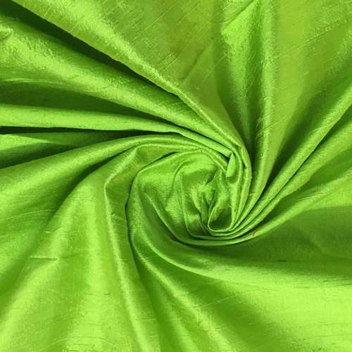 Green Color Pure Silk Smooth Plain Dupioni Silk Fabric For Dress Material  Fabric Capacity: 50000 Meter