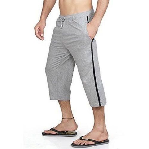 Grey Pure Cotton Comfortable Stylish Sports Wear Men'S Hosiery Capri For Daily Wear