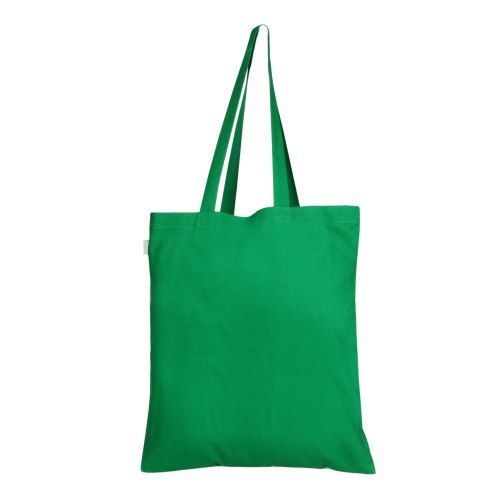 Stylish Look Eco Friendly And Durable Green Plain With Long Handle Cotton Bag