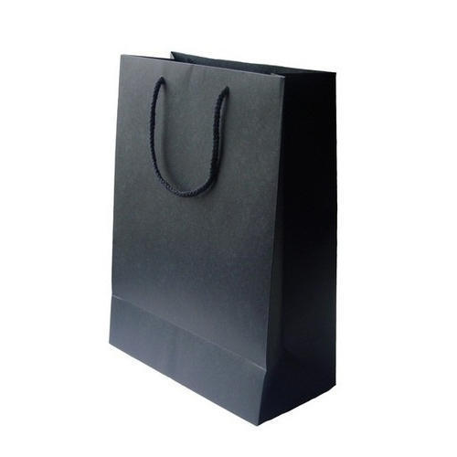 Security 100 % Plain Black Paper Gift Carry Bag, Reusable And Environment Friendly