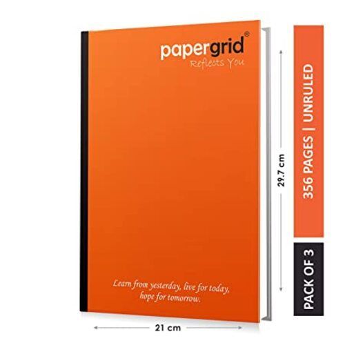 Orange Soft Cover Papergrid Single Line A4-Size White Paper Notebook With 224 Pages