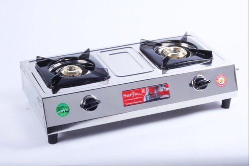 Portable Sliver And Black Combination 2 Burner Butterfly Steel Gas Stove Dimension(L*W*H): 68*53*15  Centimeter (Cm)