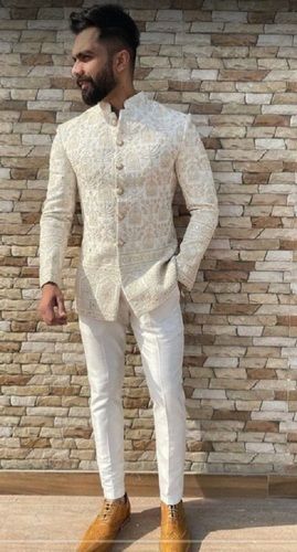 Artistic White Color Fancy Wedding Wear Designer Readymade Peshawari Style Indo  Western For Men | Indo Western Suit For Groom | rvd-equipements.com
