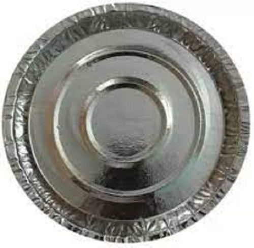 Eco Friendly And Biodegradable Silver Round Disposable Paper Plate For Party Size: 7-8 Inch