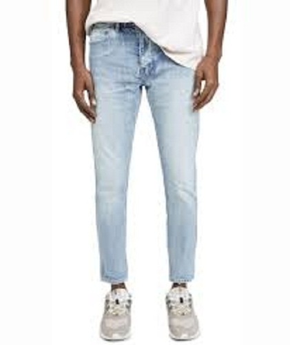 पुरुषों के लिए फैशनेबल हवा पार होने योग्य और आरामदायक स्ट्रेचेबल हल्की नीली डेनिम जींस