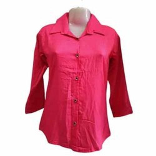  महिलाओं के समर वियर के लिए अच्छी क्वालिटी और प्लेन पिंक (गुलाबी) फुल स्लीव फॉर्मल शर्ट 