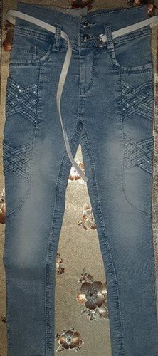 Ladies Stylish And Comfortable Breathable Full Length Blue Jeans