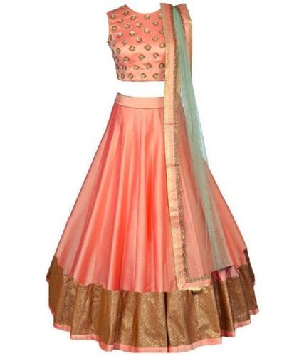 Solid Semi Stitched Lehenga & Crop Top Price in India, Full Specifications  & Offers | DTashion.com