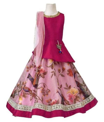 Pink Net Readymade Lehenga Choli Perfect For Your Little Girl's Next Big Occasion