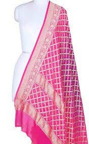 Pink Quick Dry, Washable And Fade Resistant Silk Embroidery Dupatta