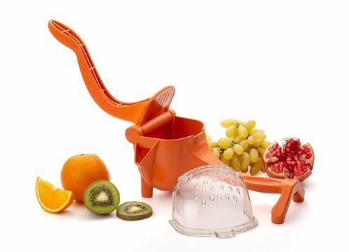 Orange Plastic Fruit Squeezer With Stainless Steel Round Jali