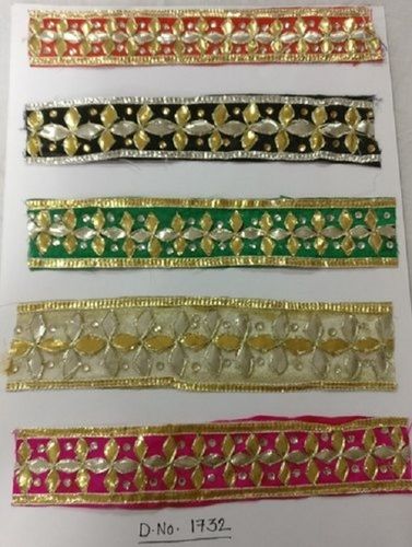 Silk Designer And Stylish Light Weight Embroidered Golden Gota Patti Border Lace 