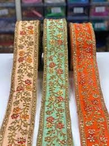 Cotton Multi Color One Sided Embroidery Hendvark Fancy Lace With 3 Inch For Garments