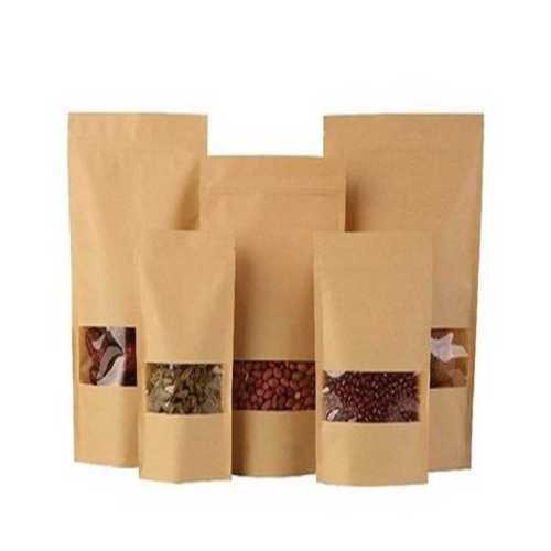 Crafts Paper Zipper Pouches In Single Layer Lamination For Food Packaging