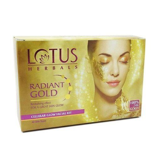 Lotus Herbals Radiant Gold Cellular Glow Facial Kit, Moisturizer And A Sun Protection Cream