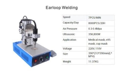 Medical Mask Ear Loop Welding Machine with Working speed of 0-15m/min