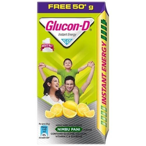 Nimbu Pani Flavor Glucon D Contains Glucose, Sucrose, Vitamin C And Calcium Ingredients: Glucose