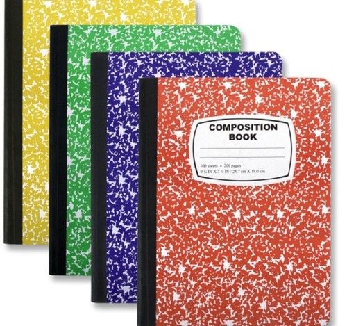 Multicolor Emraw Black And White Wide Ruled Marble Style Cover Composition Notebook