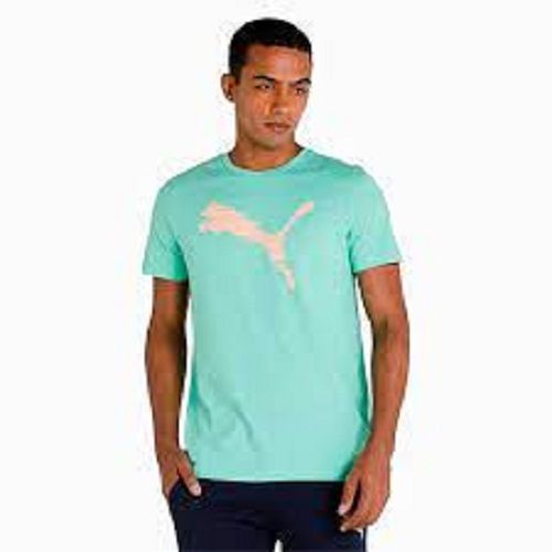 Men Regular Fit And Comfortable With Round Neck Cotton Printed Sky Blue T-Shirt