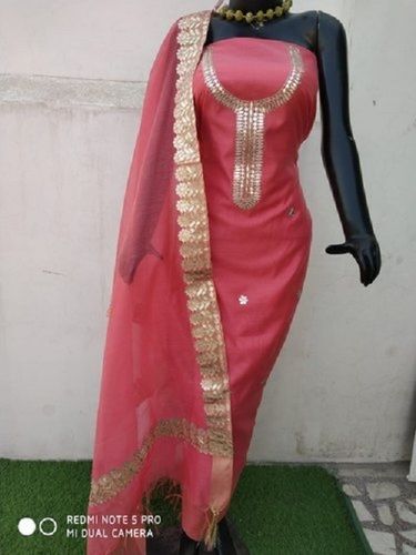 Pink Color Comfortable And Stylish Floral Pattern Cotton Ladies Salwar Suit