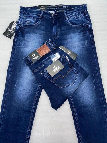 Buy Men Dark Blue Cotton Slim Fit Jeans Online
