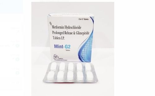 Metformin Hydrochloride Prolonged Release & Glimepiride Mint-G2 Tablets Organic Medicine